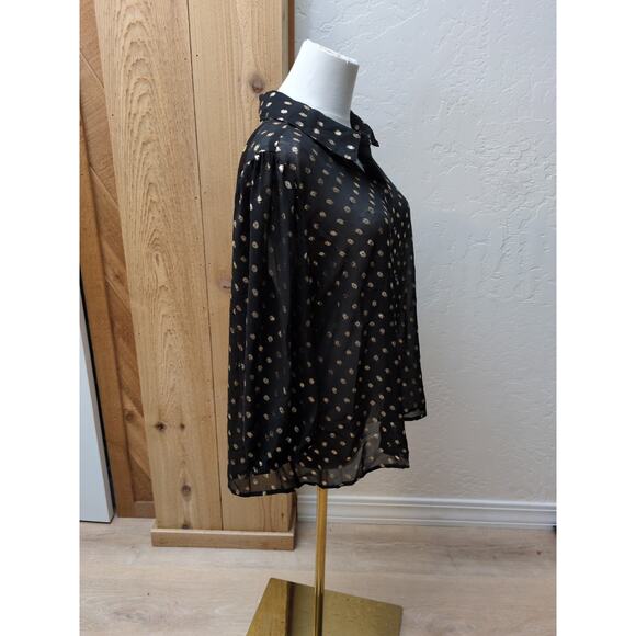 Nanette Lepore Women's Blouse Top Size XL Very Black & Gold NWT Metallic - Picture 8 of 8